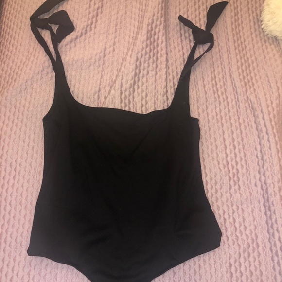 Free People Women's Black Tie Shoulder Bodysuit - Picture 1 of 5